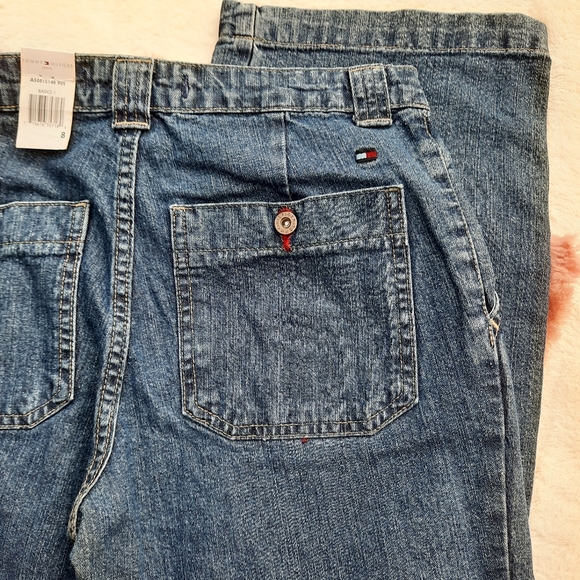 Vintage Tommy Hilfiger Y2K Crop Jeans Cargo Pocket Hi Rise Mom Denim NEW - Picture 8 of 13